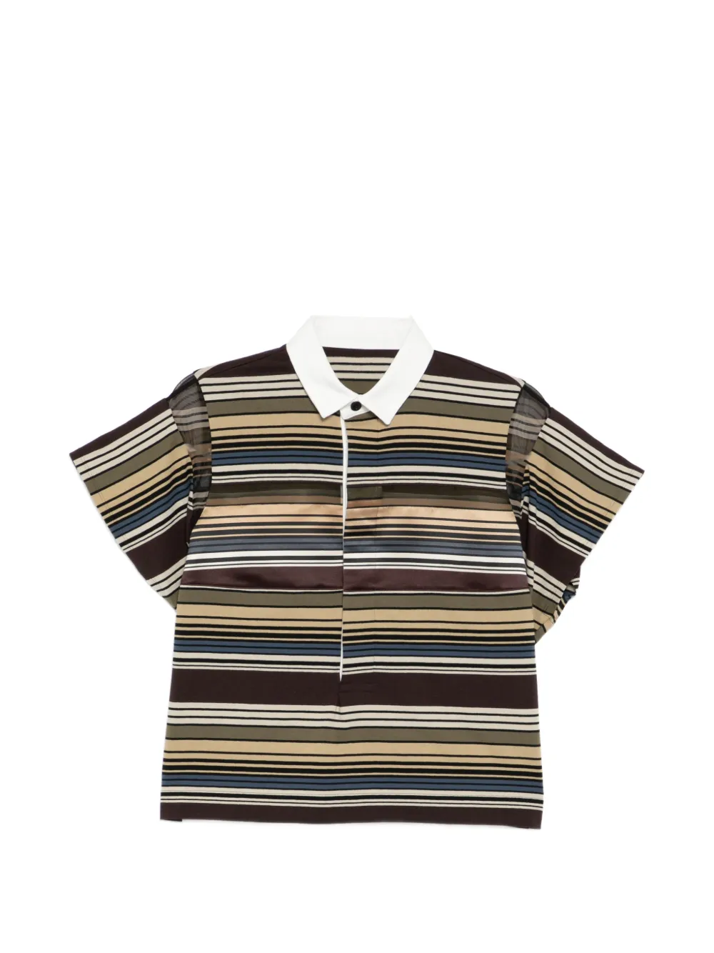 sacai striped polo top - Marrone