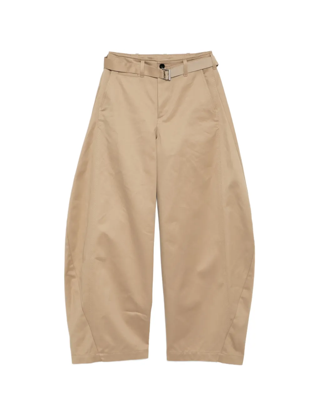sacai belted cotton tapered trousers - Toni neutri