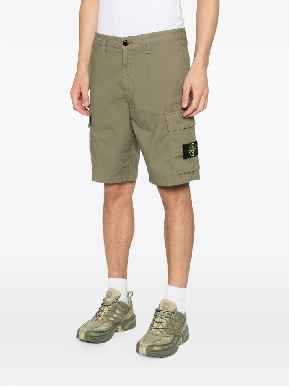 Stone Island Cargo shorts met logopatch Groen