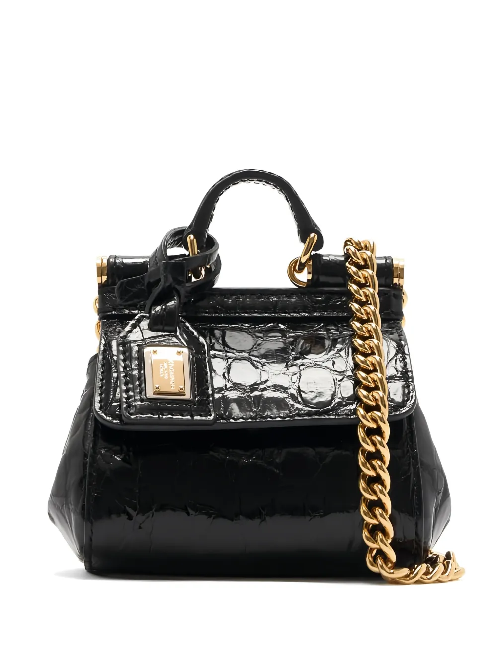 Dolce & Gabbana Sicily Chain Satchel Bag | Black | FARFETCH