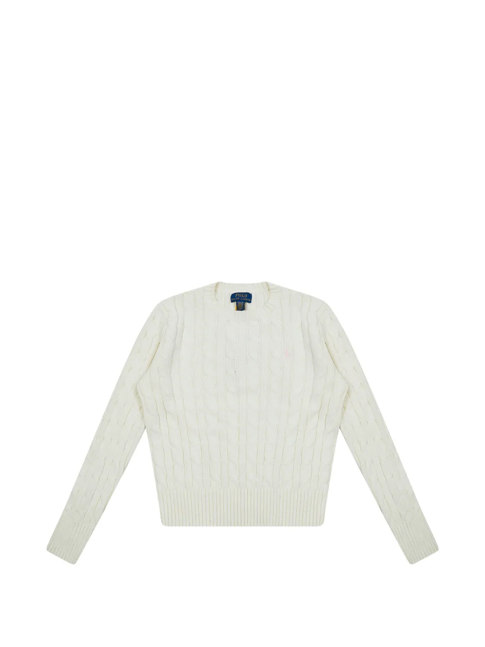 POLO RALPH LAUREN KIDS cable knit logo sweater - Bianco