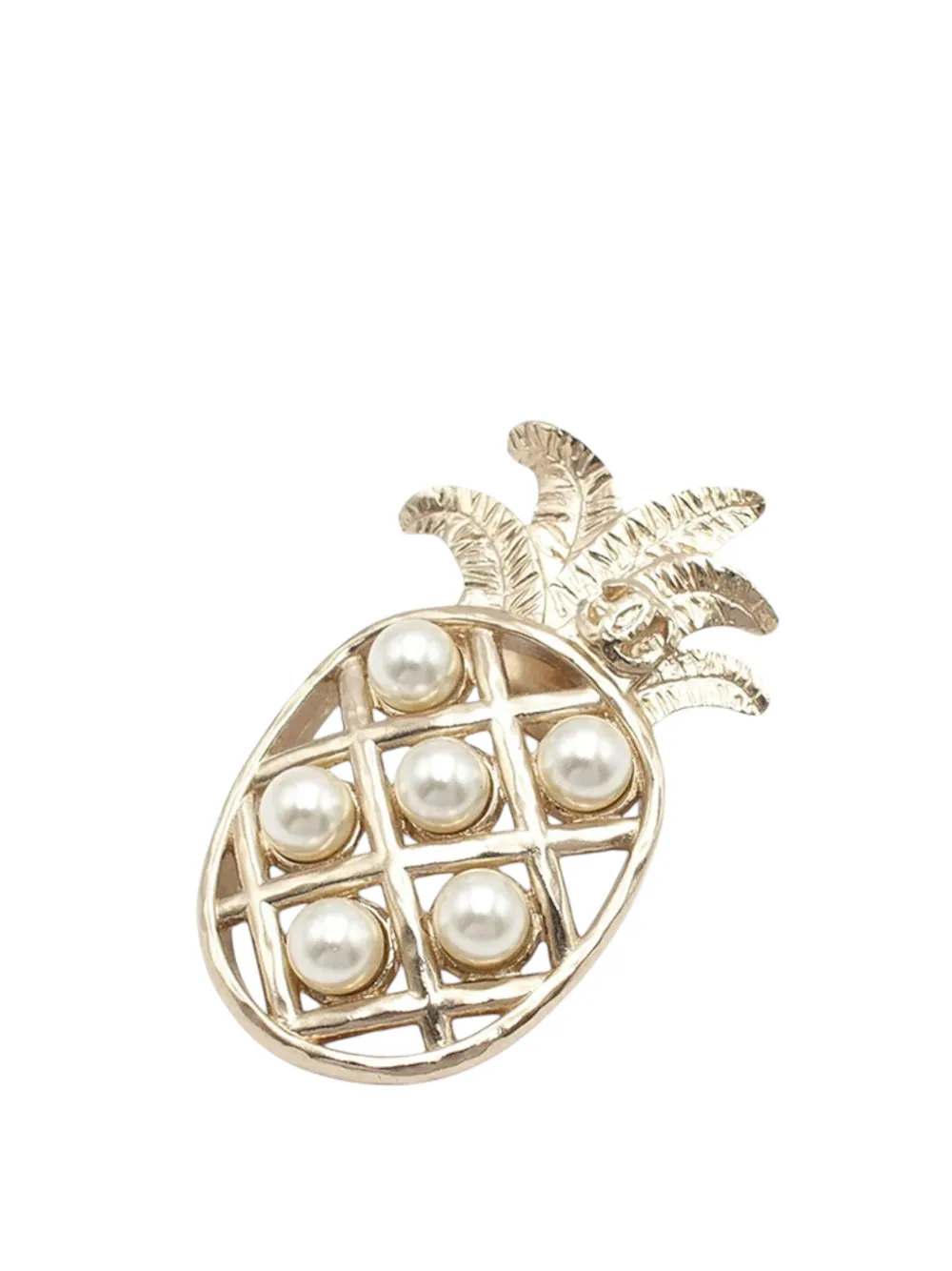 CHANEL Pre-Owned 2017 Gold Plated Faux Pearl Pineapple Pin Brooch costume brooch - Oro