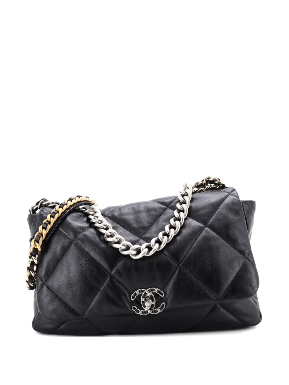 CHANEL Pre-Owned 19 Flap Bag Quilted Leather Maxi crossbody bag - Nero