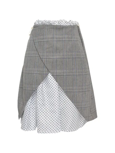 pushBUTTON checked-overlay polka-dot skirt