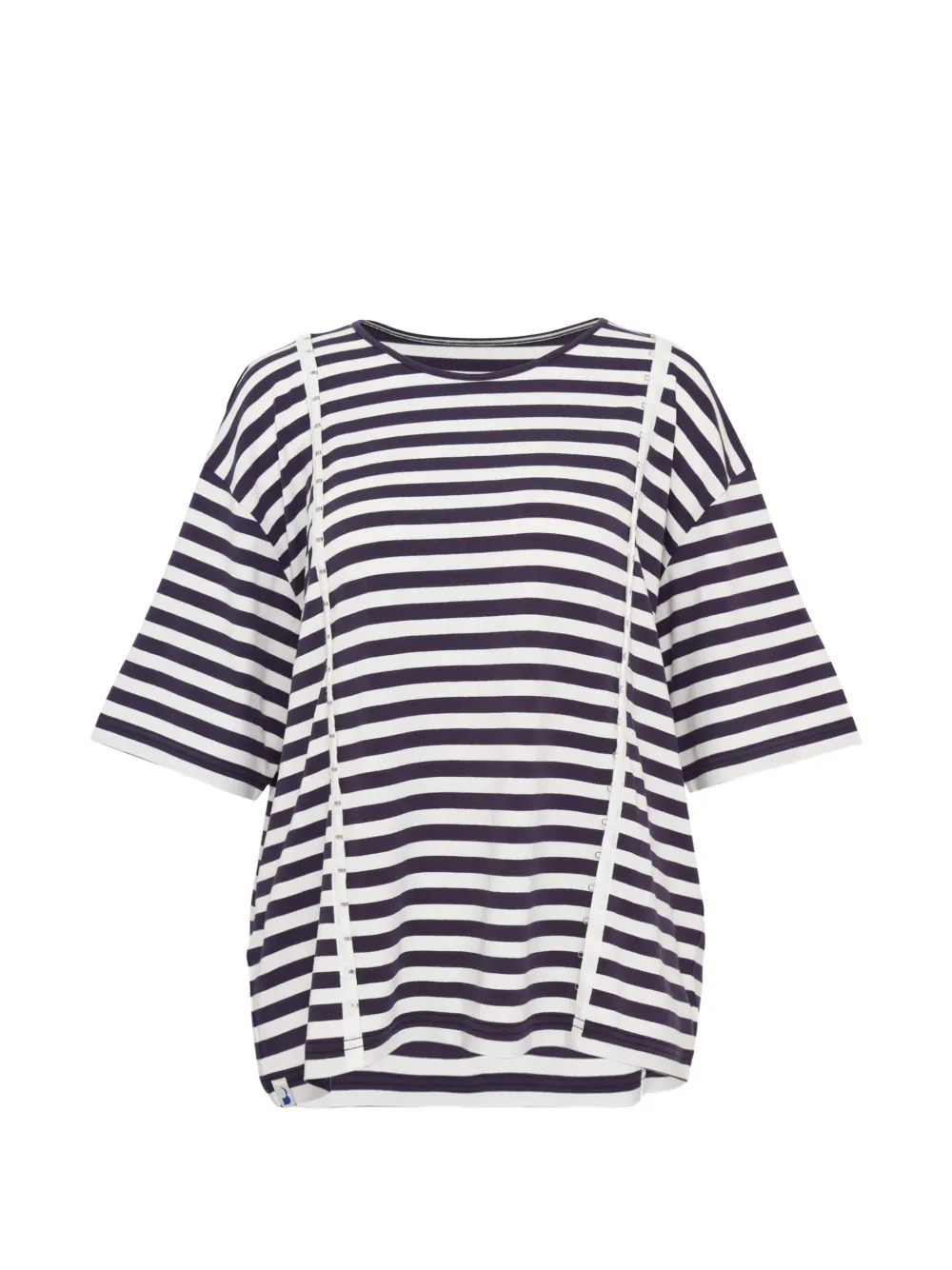 pushBUTTON striped buttoned T-shirt - Blu