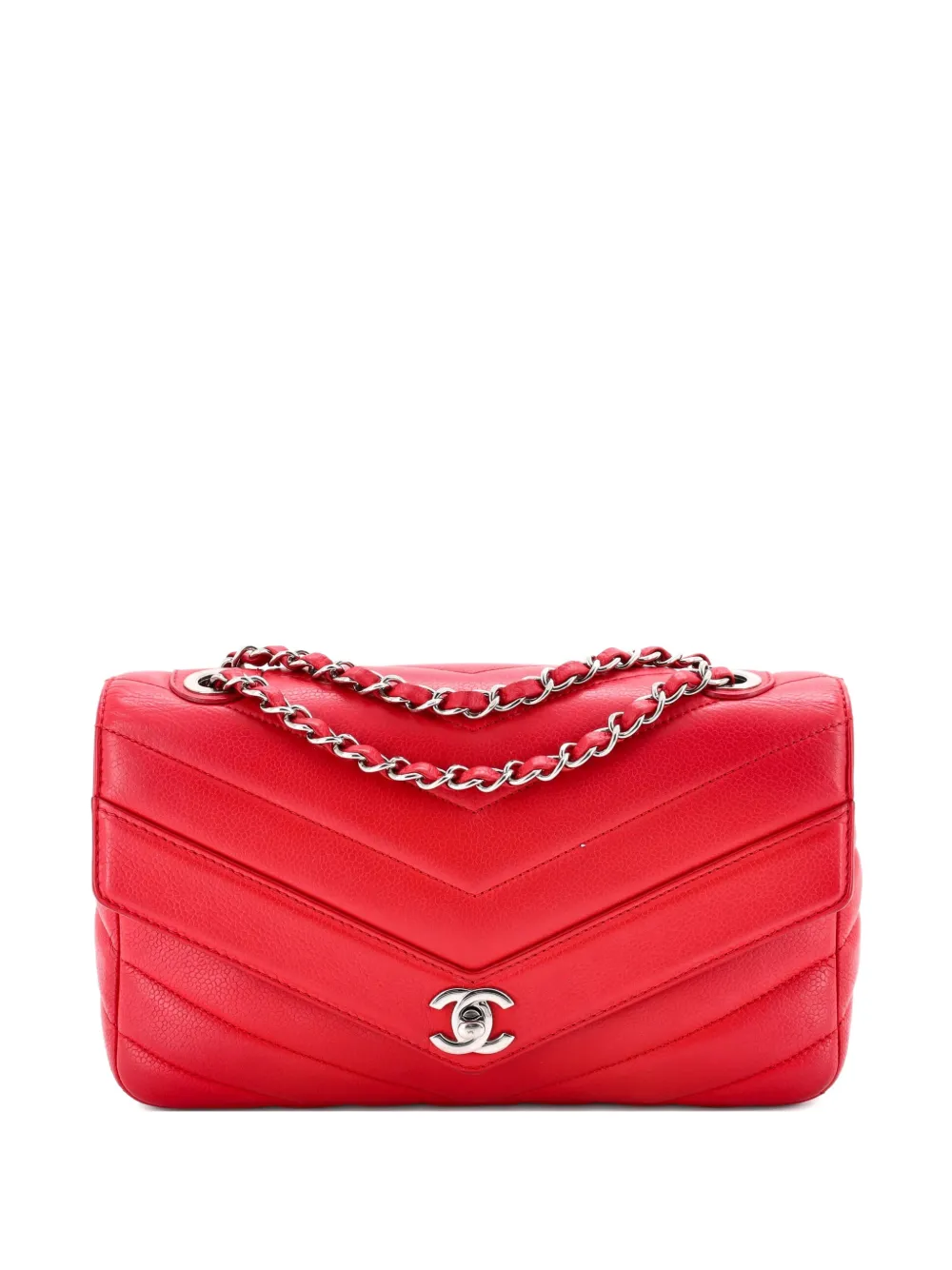 CHANEL Pre-Owned Data Center Envelope Flap Bag Chevron Caviar Large crossbody bag - Rosso