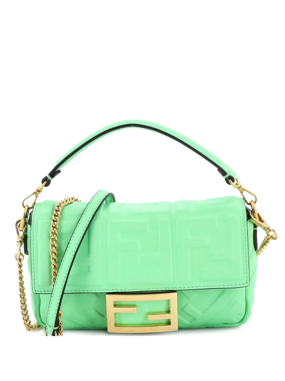 Fendi Pre-Owned Borsa a tracolla Baguette NM mini in pelle goffrata con motivo Zucca - Verde