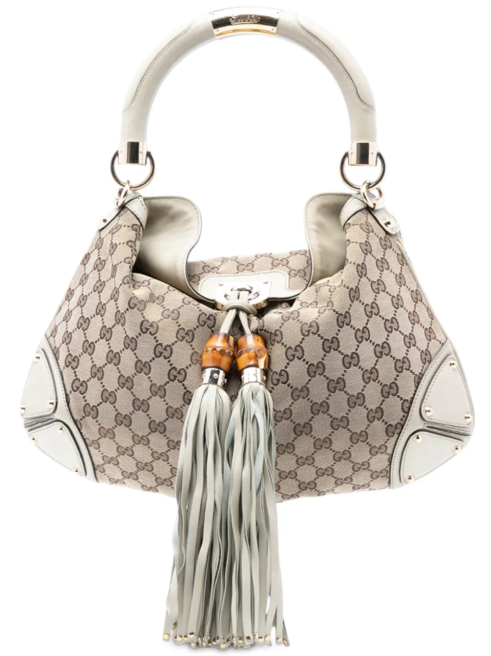 Gucci Pre-Owned 2016-2025 Medium GG Canvas Bamboo Indy Hobo satchel - Marrone