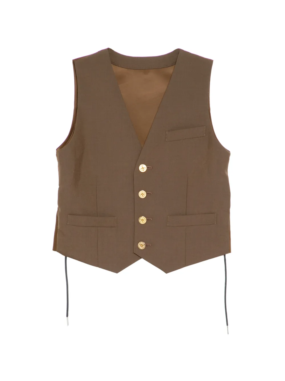 sacai button flap pocket gilet - Marrone