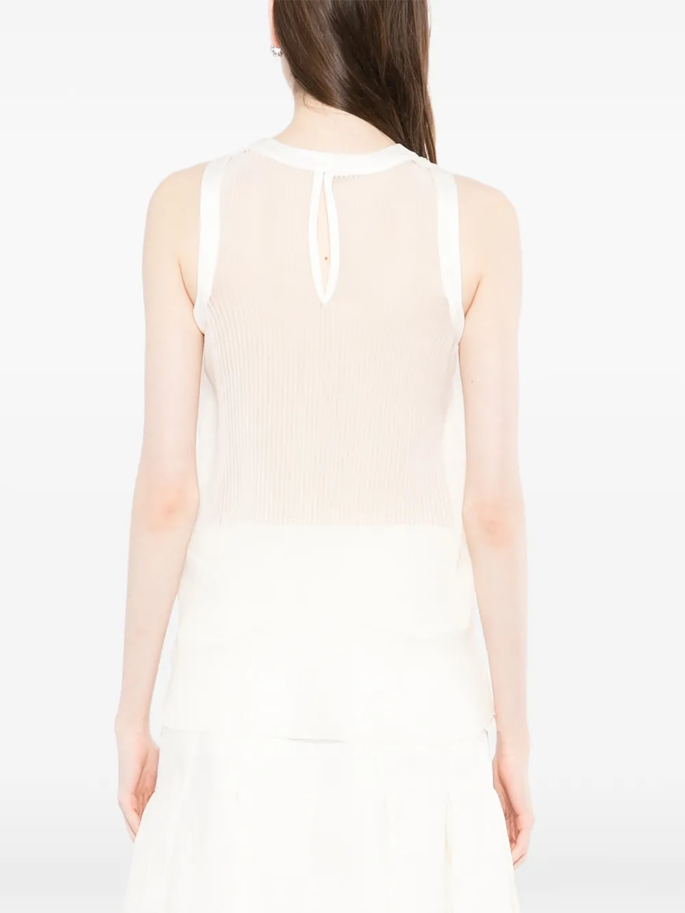 sacai Geribbelde doorzichtige top Beige