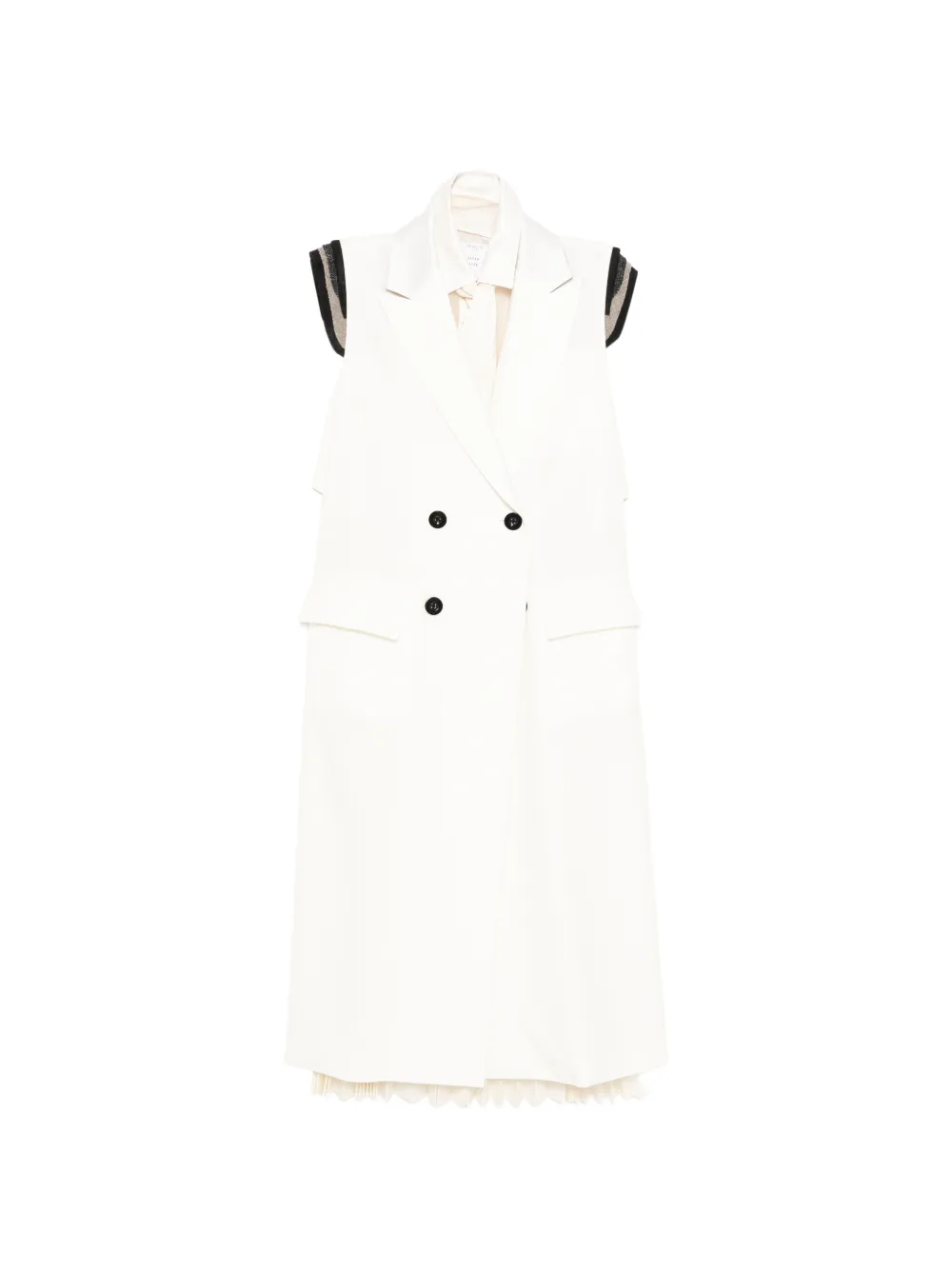 sacai double-breasted pleated dress - Toni neutri