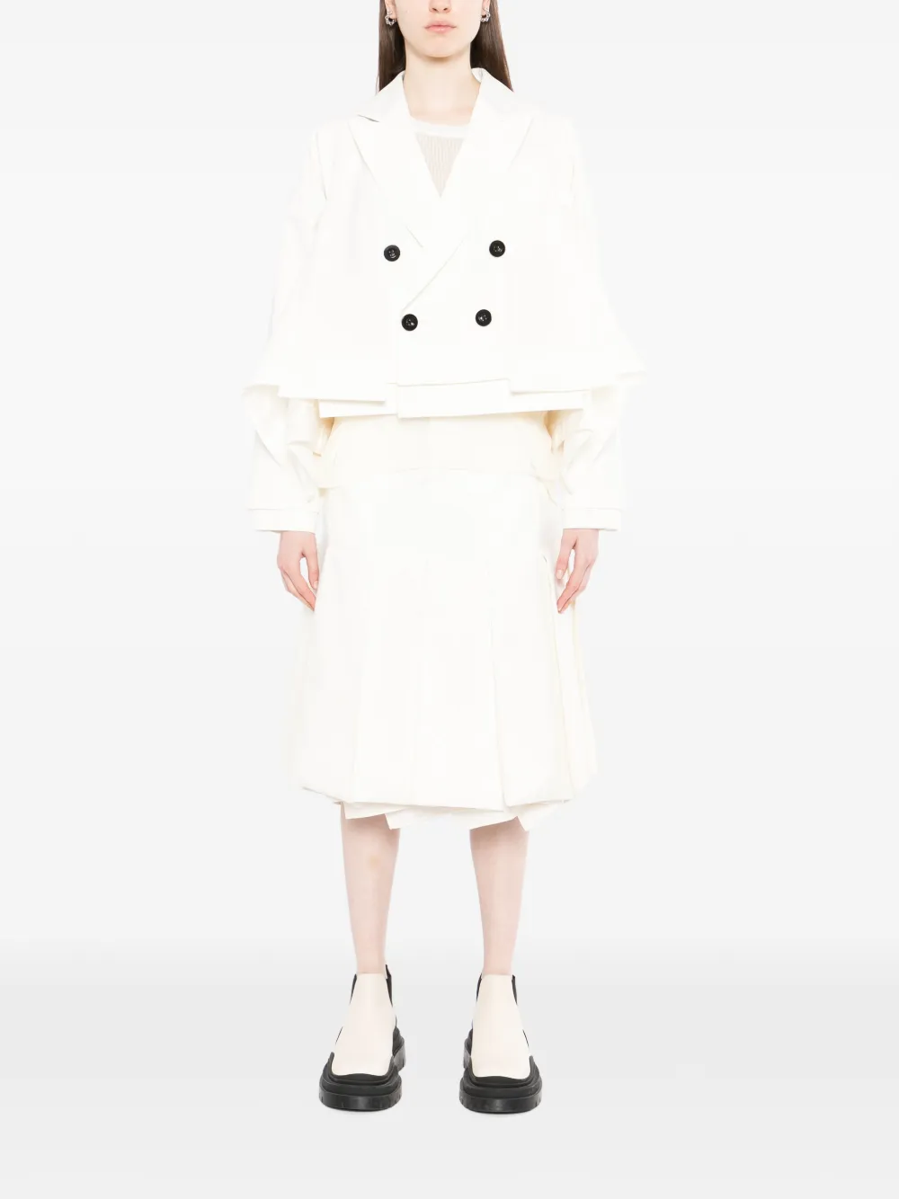 sacai Plooirok met gesp Beige