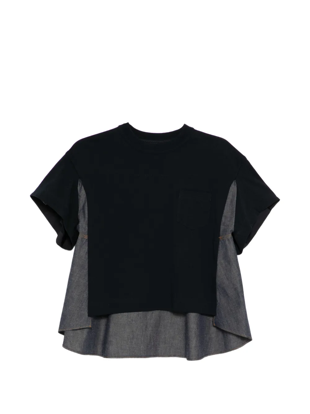 sacai exposed-seam cotton T-shirt - Blu