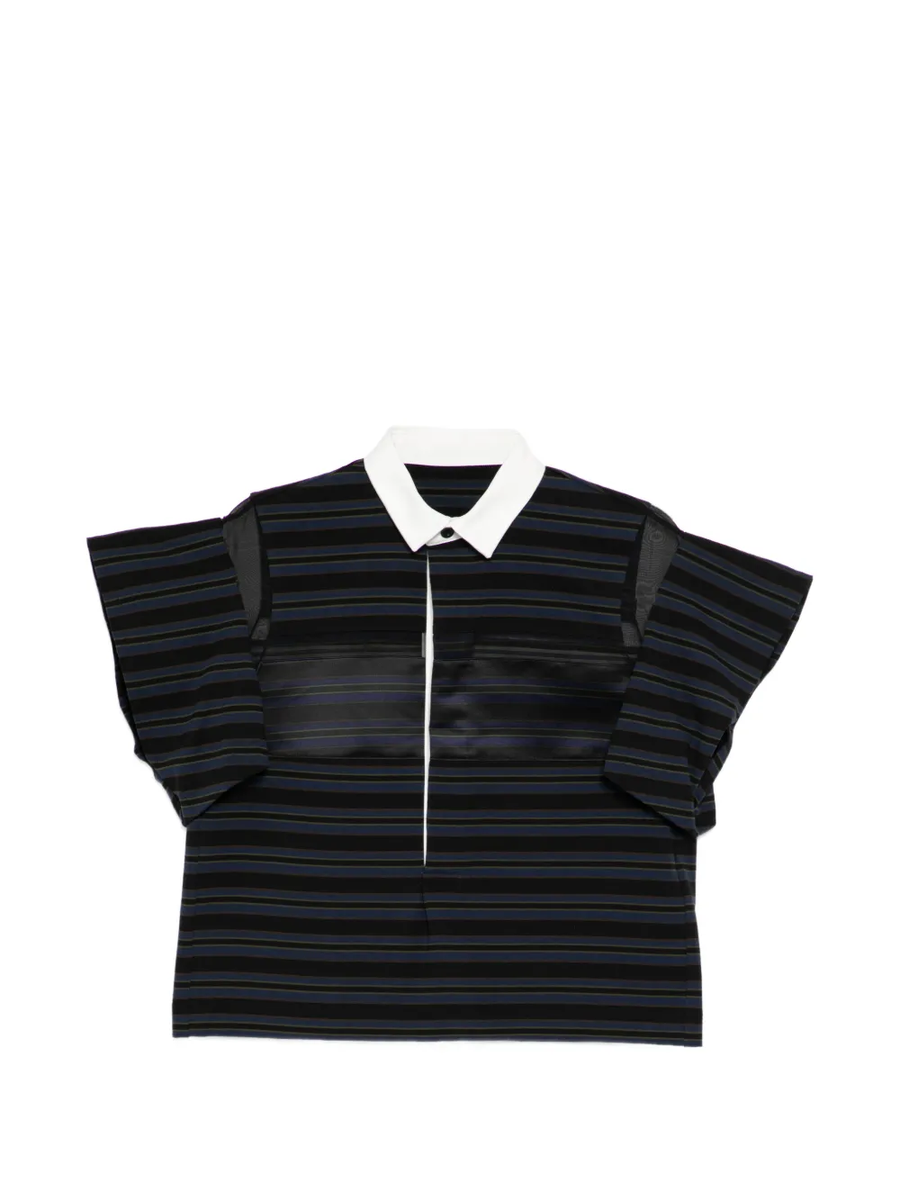 sacai striped collar top - Nero
