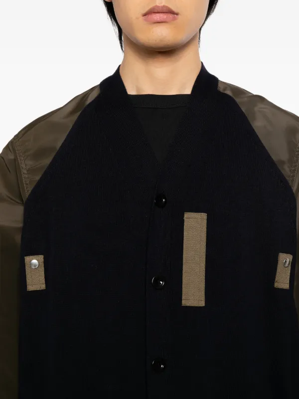 Sacai Buttoned Panelled Jacket | Blue | FARFETCH ZA