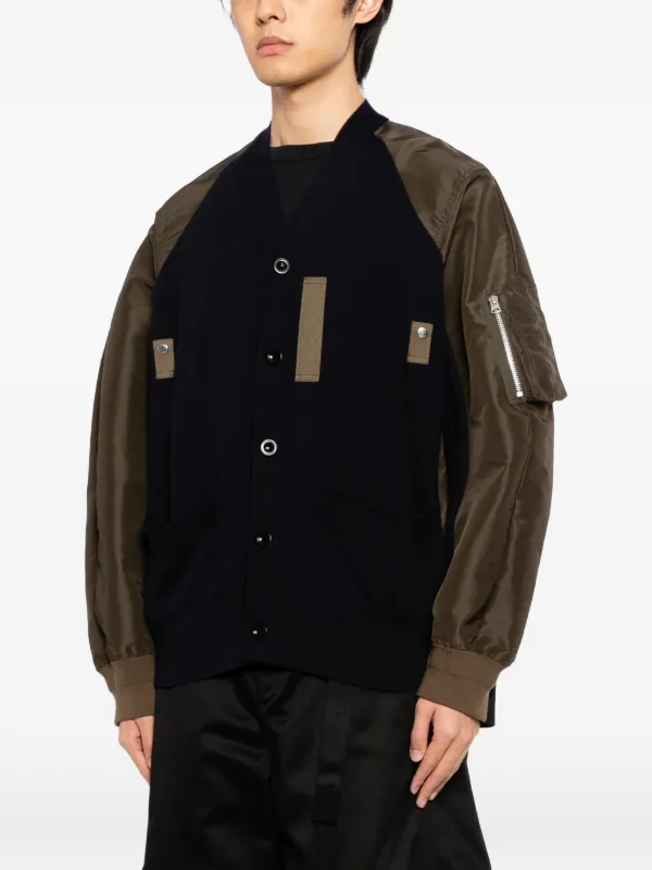 Sacai Buttoned Panelled Jacket | Blue | FARFETCH ZA