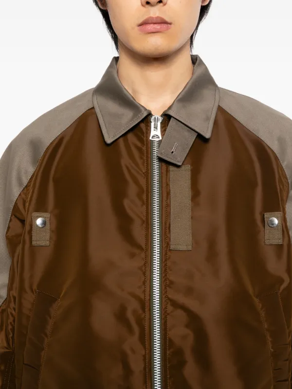 Sacai 2way ジップ ジャケット | ブラウン | FARFETCH JP