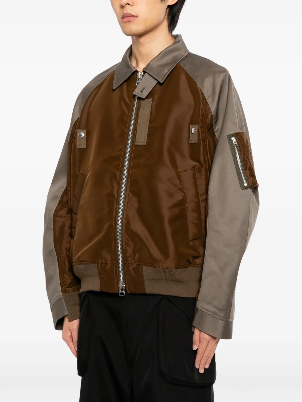 Sacai 2way ジップ ジャケット | ブラウン | FARFETCH JP