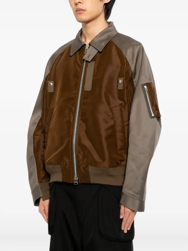 Sacai 2way ジップ ジャケット | ブラウン | FARFETCH JP