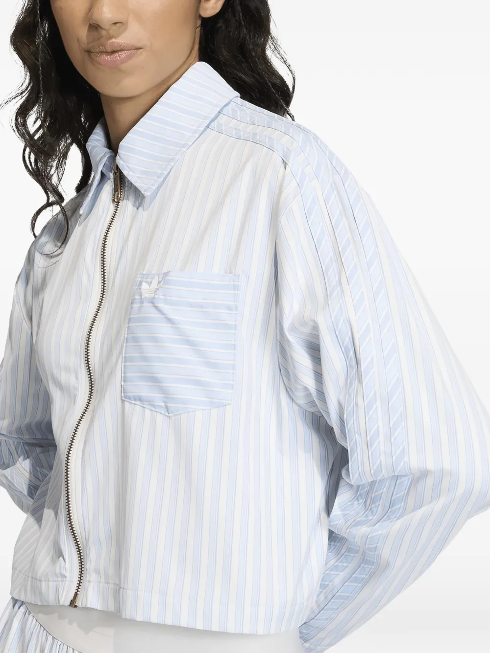  Adidas Striped Zip-up Shirt - Blue 