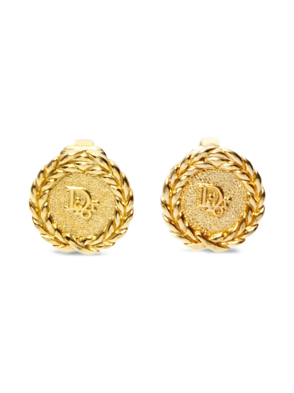 Christian Dior Pre-Owned 1980-1990 logo clip-on earrings - Oro