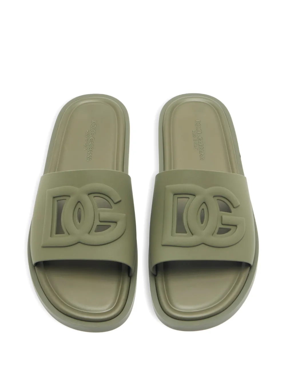 Dolce & Gabbana Slippers met logo-reliëf Groen