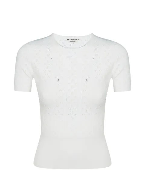 JW Anderson pointelle-knit bow-detail T-shirt