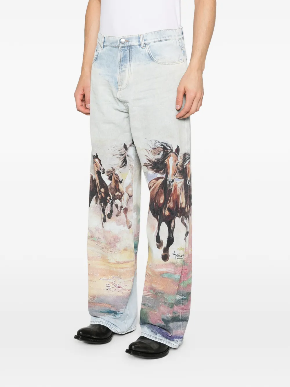 AMIRI Jeans met paardenprint Blauw
