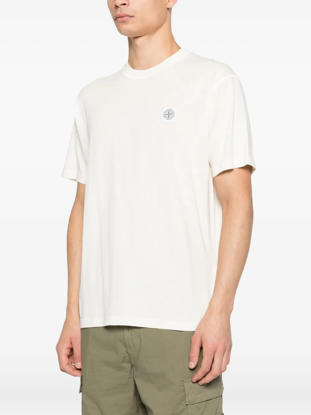 Stone Island T-shirt met logopatch Beige
