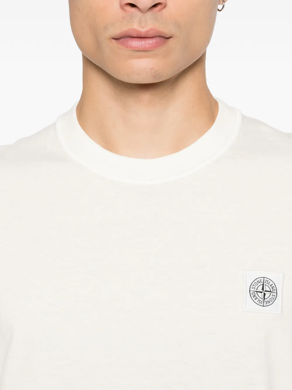 Stone Island T-shirt met logopatch Beige