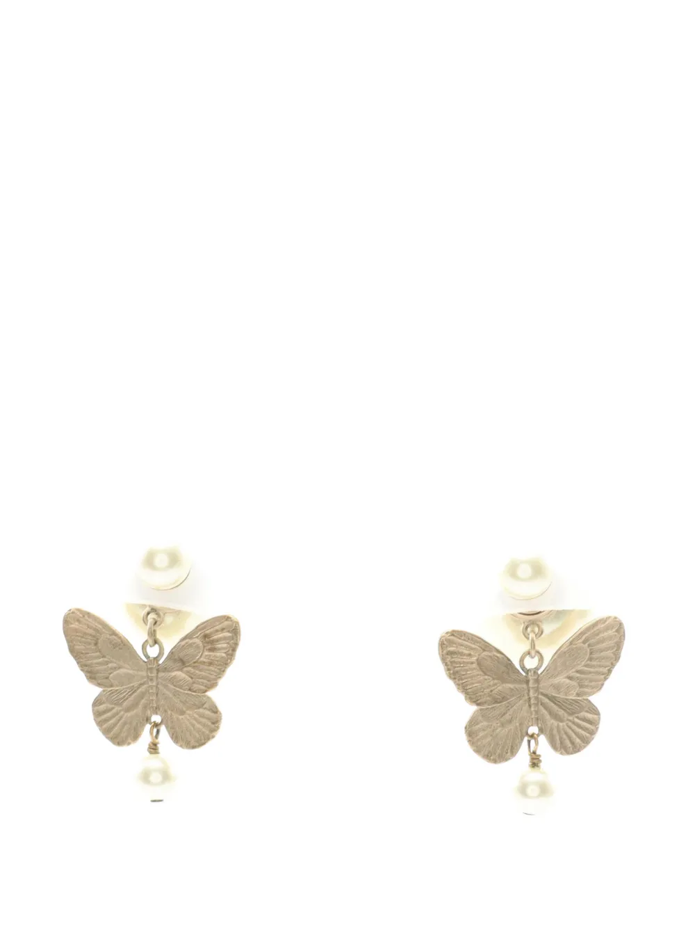 Christian Dior Pre-Owned Orecchini pendenti placcati oro con perle sintetiche e chiusura a pressione 2010-2025