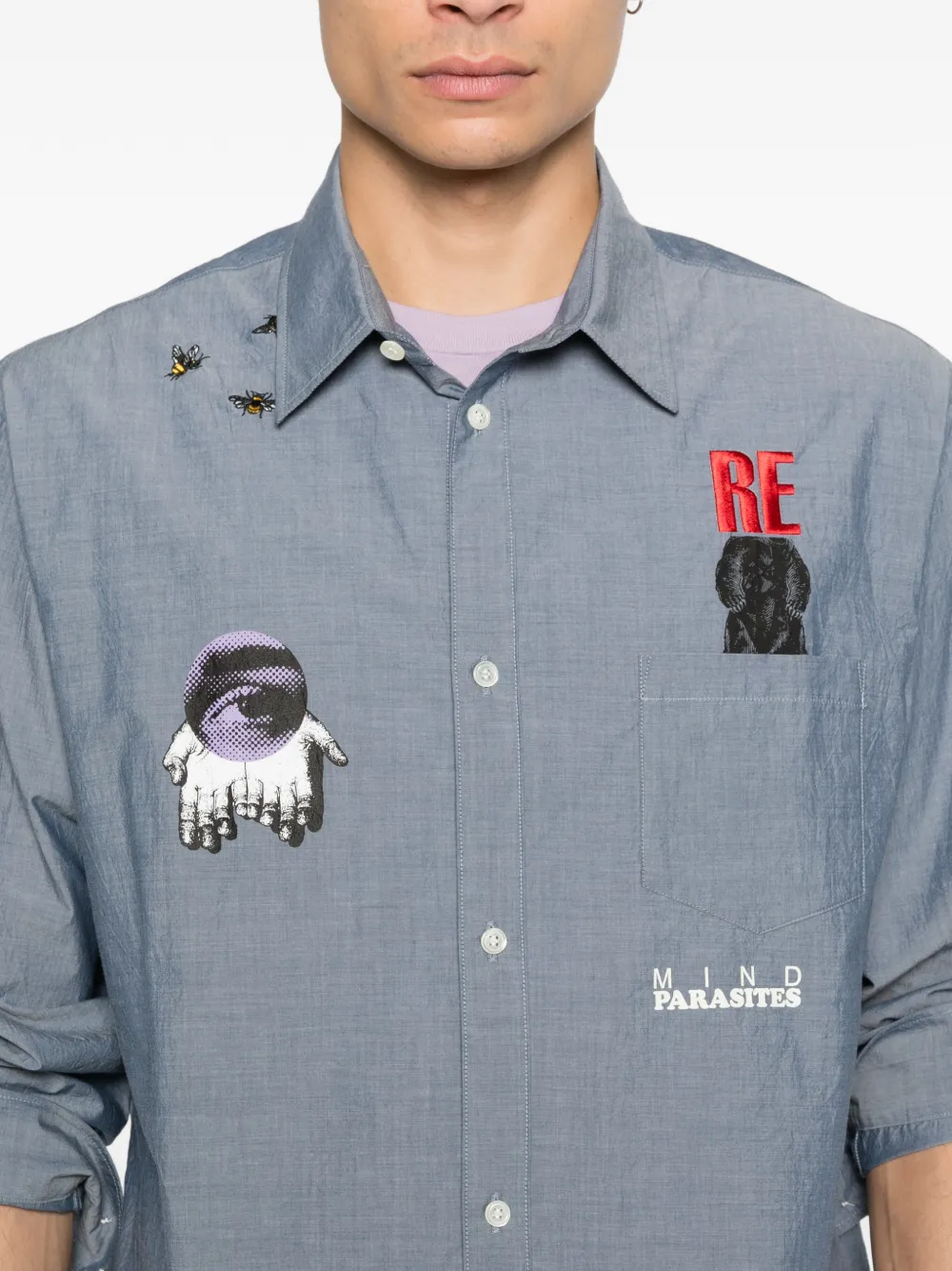 Undercover Overhemd met borstzak Blauw