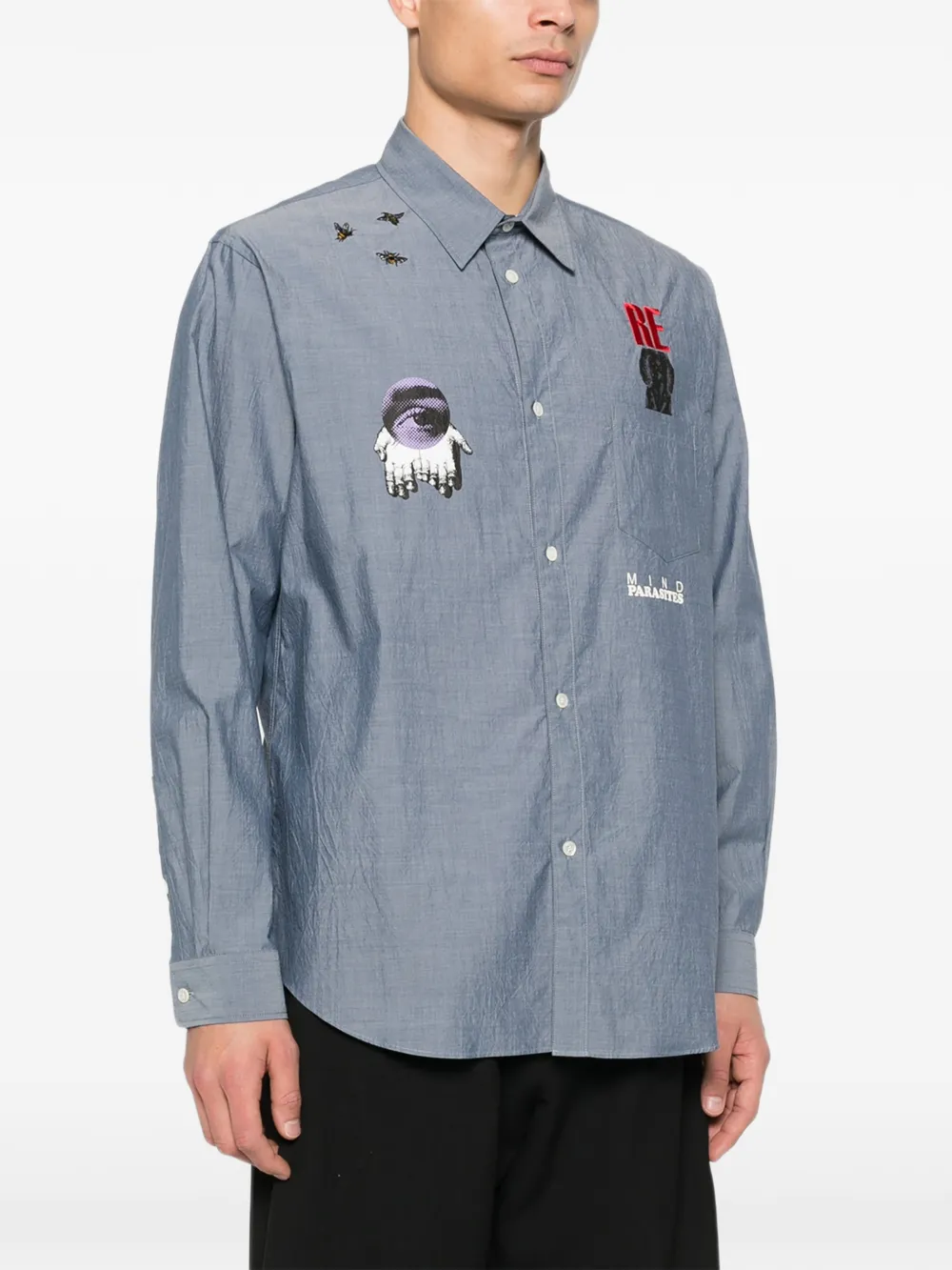 Undercover Overhemd met borstzak Blauw