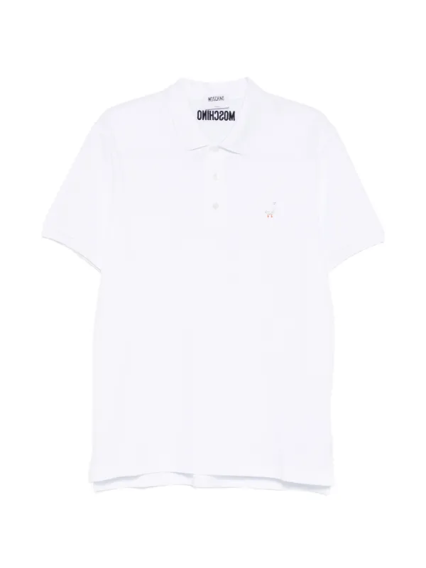 Moschino Animal Appliqué Polo Shirt in White