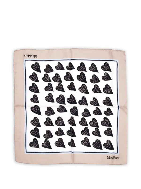 Max Mara Heart-print Scarf in White