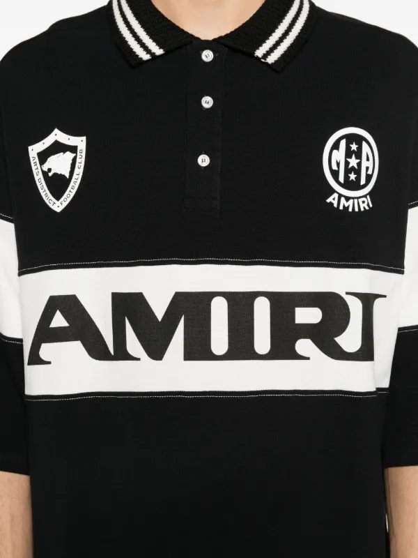 AMIRI stripe-detail Logo Polo Shirt | Black | FARFETCH