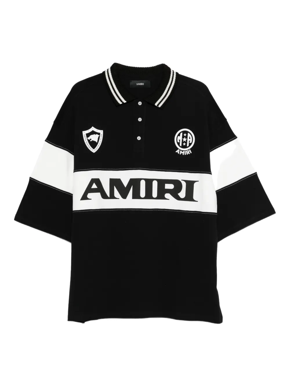 AMIRI stripe-detail logo polo shirt - Nero
