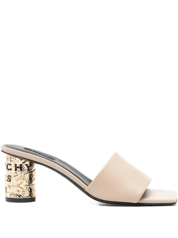 Givenchy Tape Heeled Mules in Leather in Neutrals