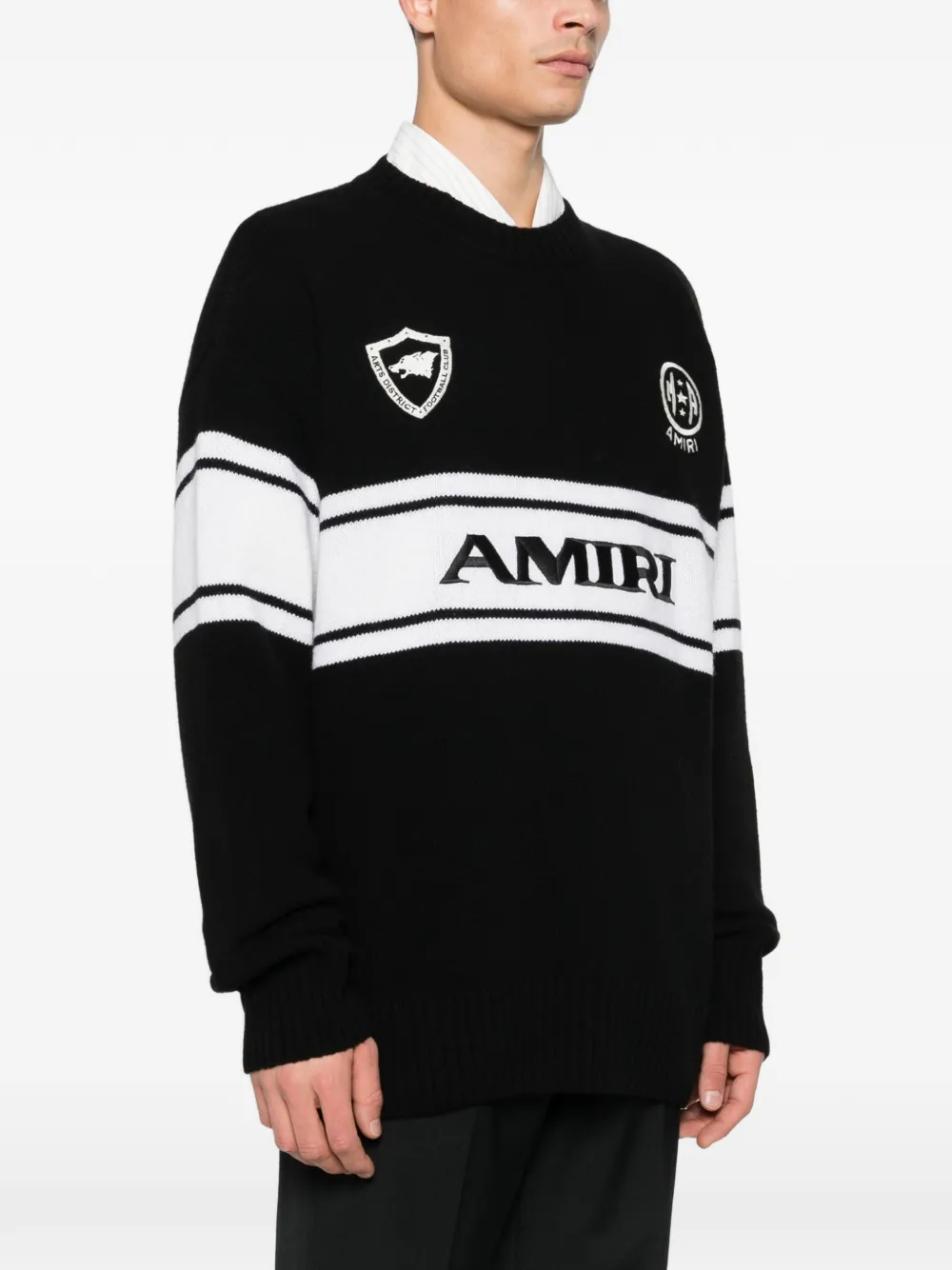  Amiri Logo Stripe Sweater - Black 