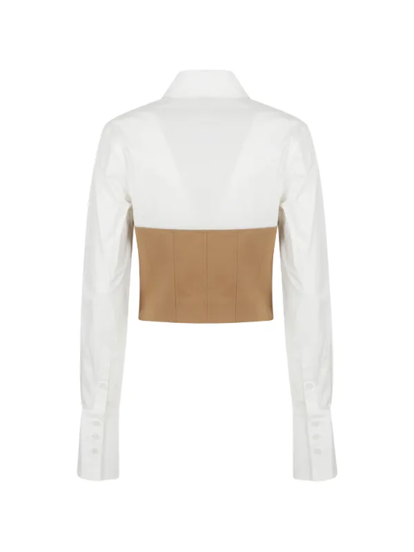 SIMKHAI Lidey corset-style Panelled Shirt | White | FARFETCH