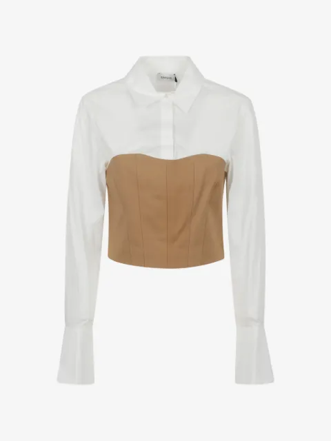 SIMKHAI  Lidey corset-style panelled shirt