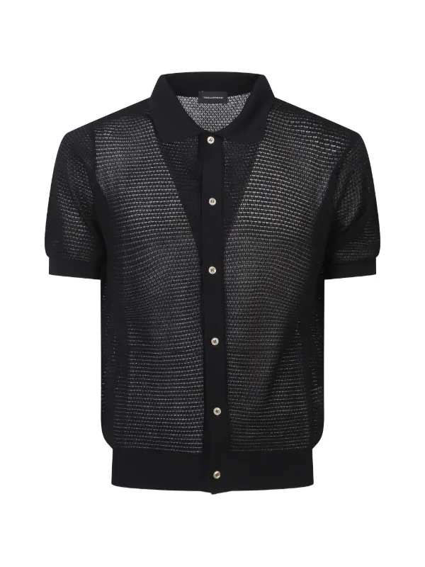 Tagliatore Buttoned Mesh Shirt in Black