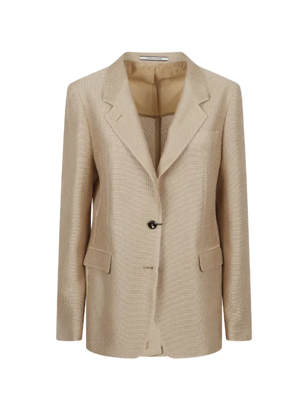 Tagliatore Parigi Textured Single-breasted Blazer in Neutrals