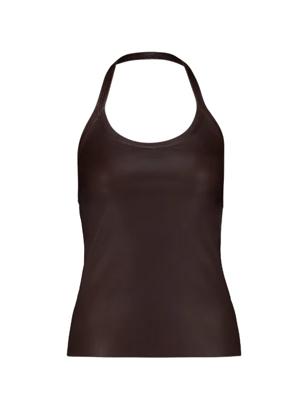 Stouls Cherry Halter-neck Leather Top in Brown