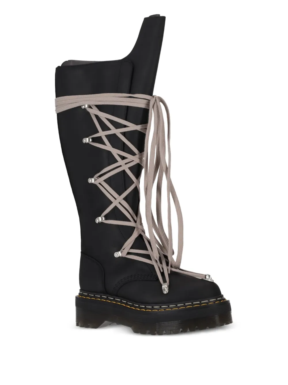 Rick Owens Leren laarzen met plateauzool Zwart