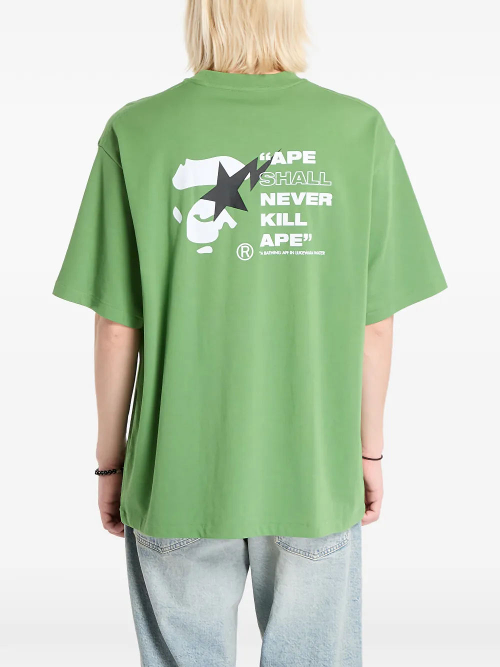 A BATHING APE Ruimvallend T-shirt met print Groen