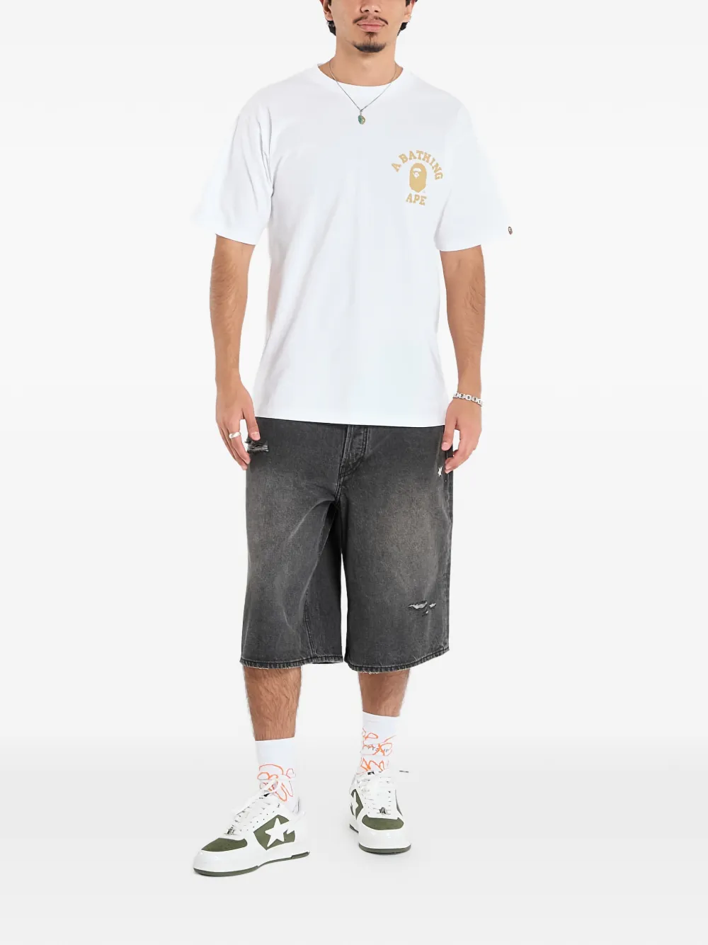 A BATHING APE Camo College T-shirt - Wit