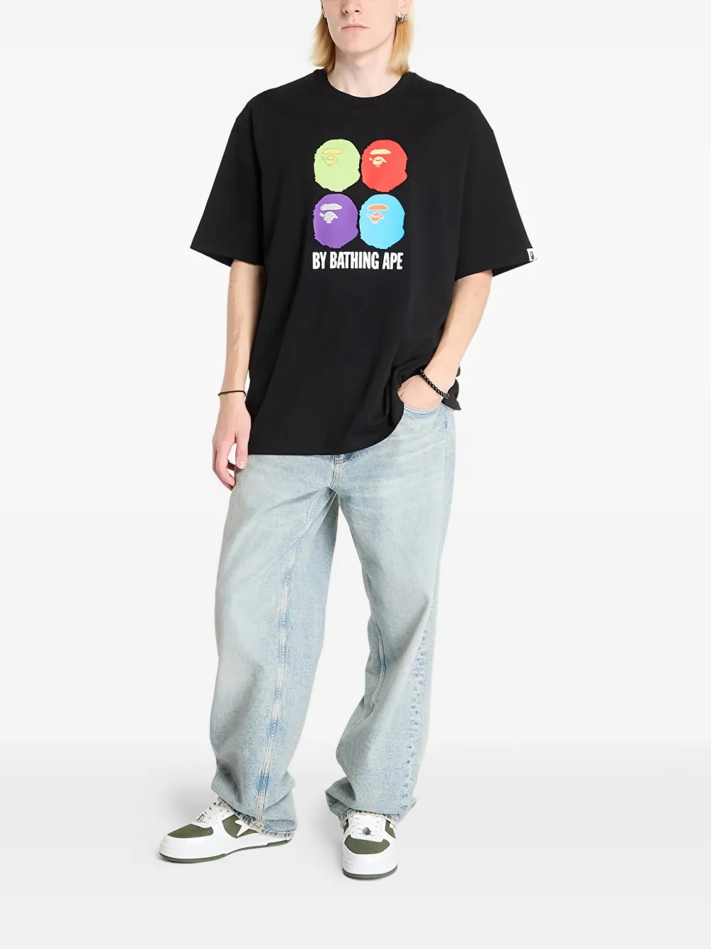 A BATHING APE graphic relaxed fit T-shirt - Zwart