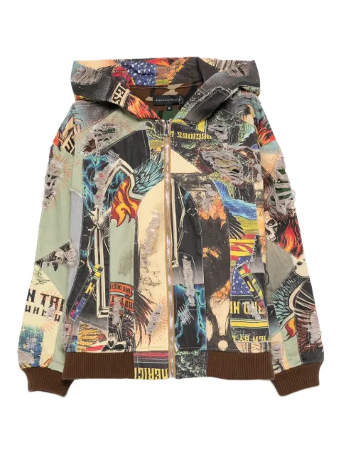 Who Decides War patchwork zip-up jacket