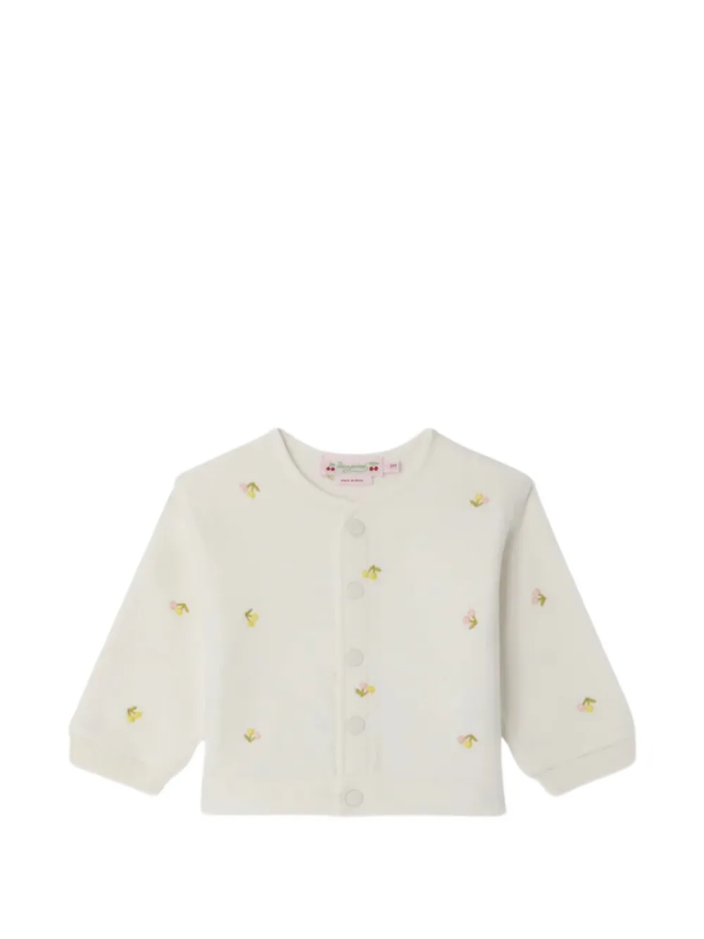 Bonpoint Eris cherries-embroidered cardigan - Toni neutri